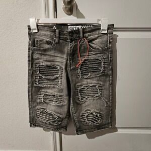 RGSTR Men's Slim Fit Distressed Denim Shorts Gray Size 29